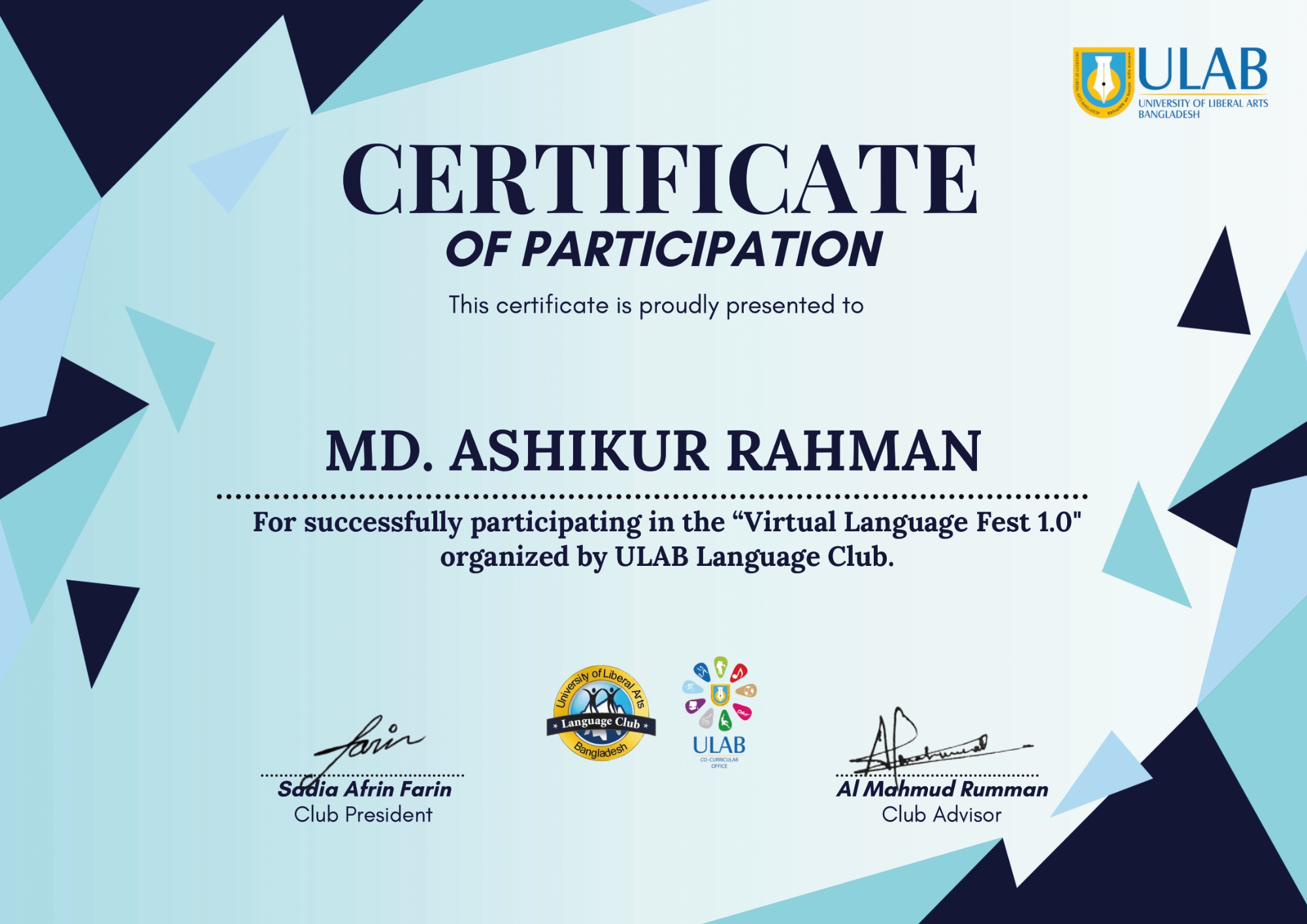 Olympiad Certificate 13